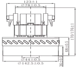 Вакуумный мотор V4Z-A30-D (1200Вт, 220В, D-143мм, H-177мм, h-69мм, алюм) RC