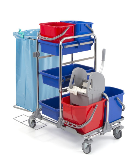 Тележка TTS Modular170 (хром, 2*15 л, отжим Tec, держатель мешка) (00007170)