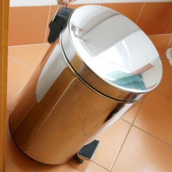 Ведро TTS Dot (для мусора, хром, с педалью и внутренним съемным пластиковым ведром, 3 л)