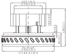 Вакуумный мотор V2Z-A30-D (1200Вт, 220В, D-144мм, H-138мм, h-49мм, алюм) RC
