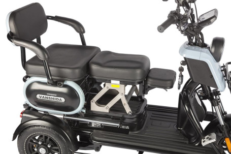 Трицикл электрический Wanshida UN MOTO (60V, 650W, черно-синий) (0000285-3103)