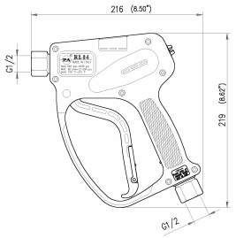 Пистолет PA RL84 (1/2"г-1/2"г, 500бар, 80л/мин)