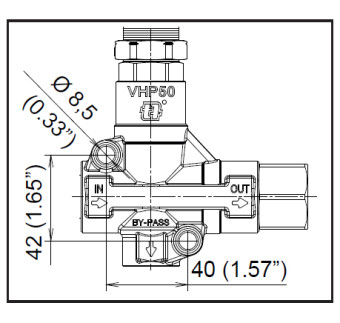 Регулятор давления Mecline VHP50 (500бар, 100л/мин, 1/2&quot;г-1/2&quot;г, By-pass 1/2&quot;г, лат)