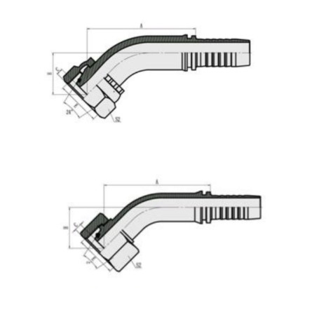 Фитинг высокого давления DKO-L (DN06, М16х1.5г, 45гр, оцинк) Robin