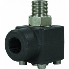 Переходник угловой 1/4"ш-3/8"г (280бар, нерж/пласт, вращ) R+M