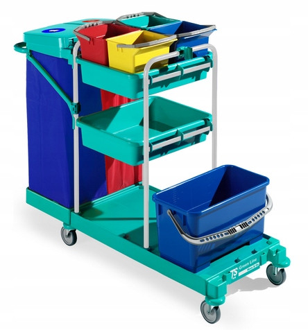 Тележка TTS GREEN 430 (1х15л, 4х6л, стойки синие) (0B003430)