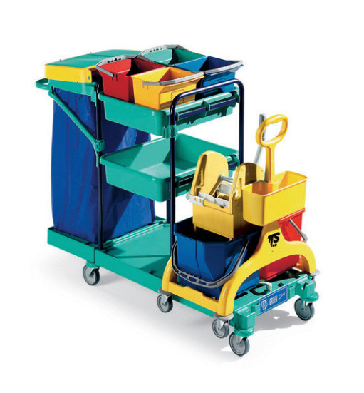 Тележка TTS GREEN 450 (2х15л, 4х6л, отжим, стойки синие) (0B003450)