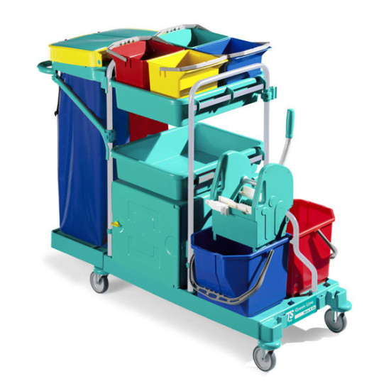 Тележка TTS GREEN 500 (2х15л, 4х6л, отжим Tec, стойки синие) (0B003500)