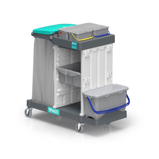 Тележка TTS Magic System 710B (20л, 4х4л, выдв. ящик, держ. мешка 120л)