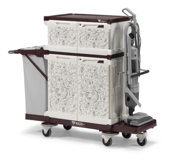 Тележка TTS MagicArt 262-W Safety Plus (подставка верт. пылесоса, закрытая, рис. KAPOK, держ. мешка)