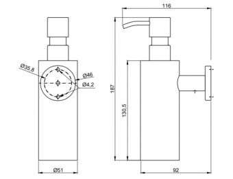 Диспенсер для мыла Nofer (цилиндрический, матовый)
