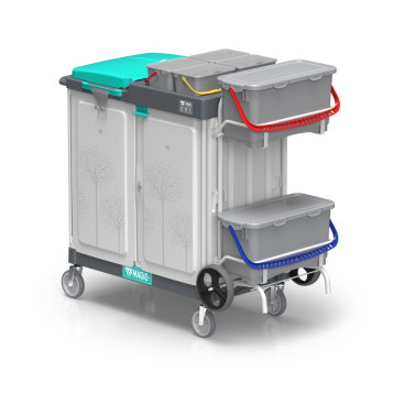 Тележка TTS Magic System 730E (2х20л, 4х4л, закр. выдв. ящик, держ. мешка 150л)