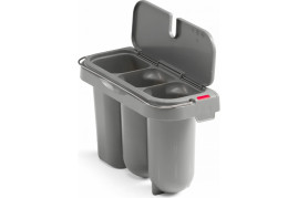 Ведро TTS для чистки туалета (3 секции, с крышкой, серый)