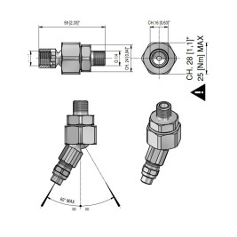 Форсункодержатель поворотный (1/4ш_BSP-1/4г_NPT, нерж) PA