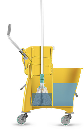 Одноведерная тележка NICK 28 л, с отжимом O-KEY, диаметр колес 80 мм.