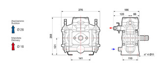 Мембранный насос Comet BP40 (15 бар, 43.3 л/мин, ВОМ 1"3/8)