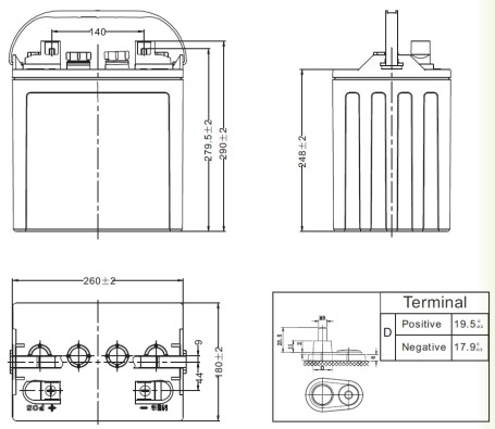 Тяговый аккумулятор LEOCH DT 896 (8В, 190Ач, WET)