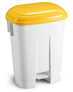 Ведро TTS Derby (60л, белое/желтое, педаль, полипропилен)