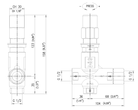 Регулятор давления PA VB53 (500бар, 80л/мин, 1/2"г-1/2"г, By-pass 1/2"г, нерж)