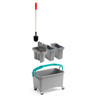 Ведро TTS для уборки туалета (28 л, 3 контейнера, серое)