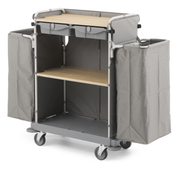 Тележка TTS GREEN HOTEL 875 (3 полки, 2 выдвижных ящика, держ. 2 мешков, колеса D125мм)