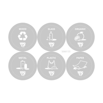 Набор наклеек TTS для раздельного сбора мусора (для конт. Lindy, Moji, 6 шт)