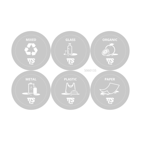 Набор наклеек TTS для раздельного сбора мусора (для конт. Lindy, Moji, 6 шт)