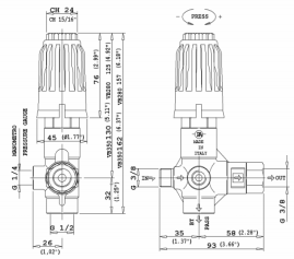Регулятор давления PA VB350 (350бар, 40л/мин, 3/8"ш-3/8"г, By-pass 1/2"г)