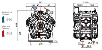 Мембранный насос Comet BPS260 D (249 л/мин, 20 бар, вал ВОМ 1&quot;3/8)