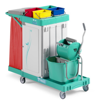 Тележка TTS Magic Line 340S6 (закрытая, 28л, 4х4л, отжим Dry, держ. мешка 120л)