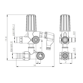 Регулятор давления TOR PR-1120 (250бар, 30л/мин, 3/8г-М22ш, X:18, Y:66, микр)