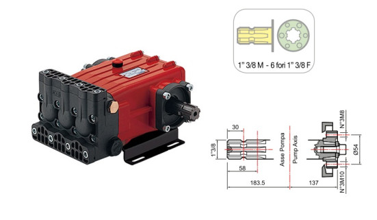Насос высокого давления Comet YA 65 (50 бар, 55 л/мин, 1&quot;3/8 M - 6 отв.)