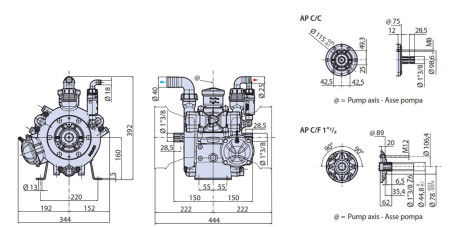 Мембранный насос AR 145 BP C/C (NBR, 20бар, 133л/мин, ВОМ 1&quot;⅜)
