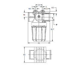 Фильтр для воды (150мкм, 1/2"г-г, 10бар, креп.отв.) Tecomec