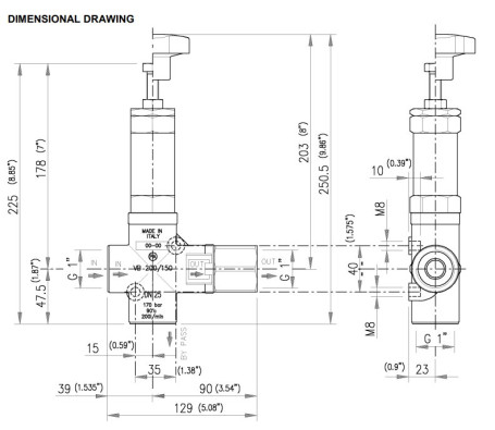 Регулятор давления PA VB200/150 (150бар, 200л/мин, 1&quot;г-1&quot;г)
