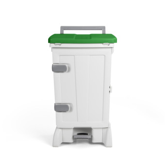 Контейнер TTS OpenUp90 (90л, педаль, дверь, белый/зеленый)