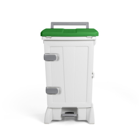 Контейнер TTS OpenUp90 (90л, педаль, дверь, белый/зеленый)