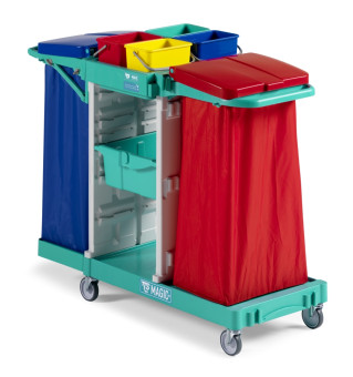 Тележка TTS Magic Line 390B (4х4л, выдвиж. ящик, 2 держ. мешка 120л)